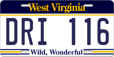 WV license plate DRI116