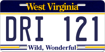 WV license plate DRI121