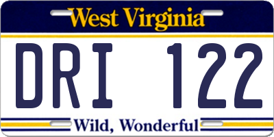 WV license plate DRI122