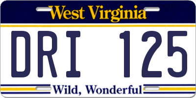 WV license plate DRI125