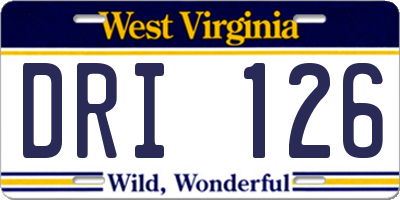 WV license plate DRI126
