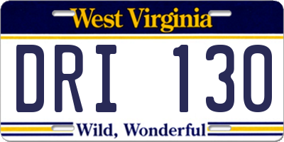 WV license plate DRI130