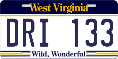 WV license plate DRI133