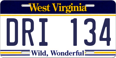 WV license plate DRI134