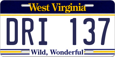 WV license plate DRI137