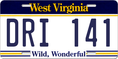 WV license plate DRI141