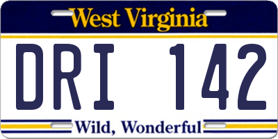 WV license plate DRI142