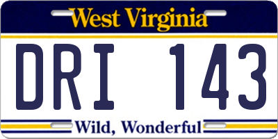 WV license plate DRI143