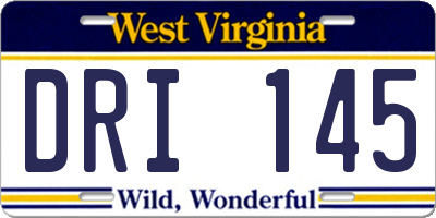 WV license plate DRI145