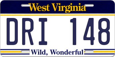 WV license plate DRI148