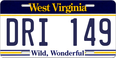 WV license plate DRI149