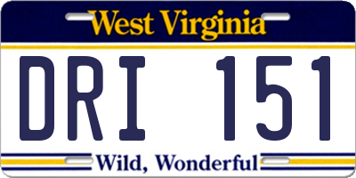 WV license plate DRI151