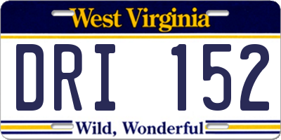 WV license plate DRI152