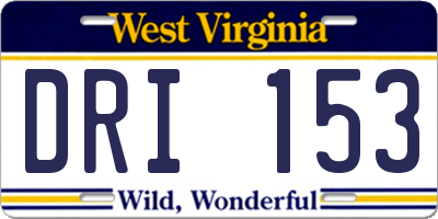 WV license plate DRI153