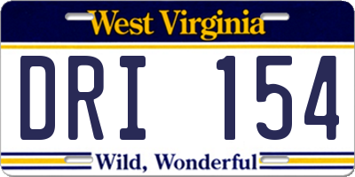 WV license plate DRI154
