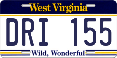 WV license plate DRI155