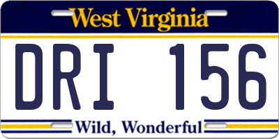 WV license plate DRI156