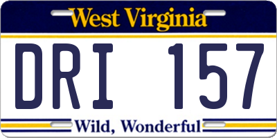 WV license plate DRI157