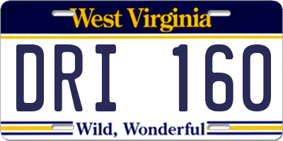 WV license plate DRI160