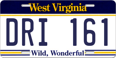 WV license plate DRI161