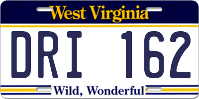 WV license plate DRI162