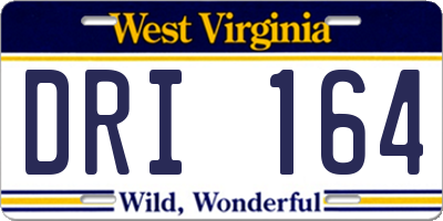 WV license plate DRI164