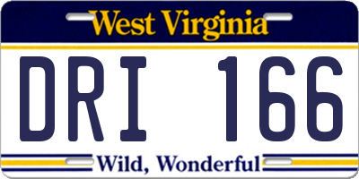 WV license plate DRI166