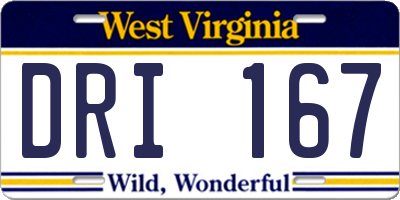 WV license plate DRI167