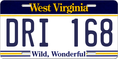 WV license plate DRI168