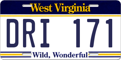 WV license plate DRI171