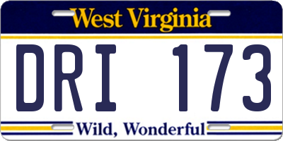 WV license plate DRI173