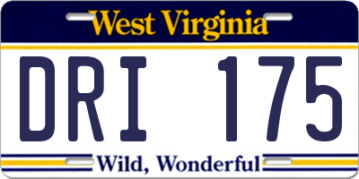 WV license plate DRI175