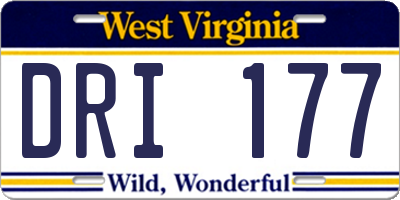 WV license plate DRI177