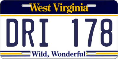 WV license plate DRI178