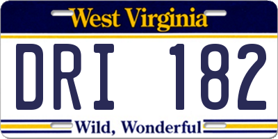WV license plate DRI182