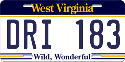 WV license plate DRI183