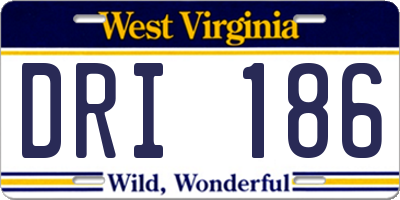 WV license plate DRI186