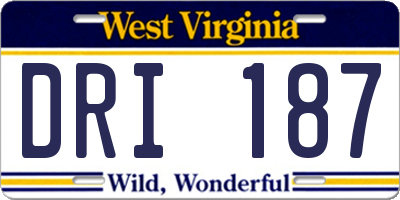 WV license plate DRI187