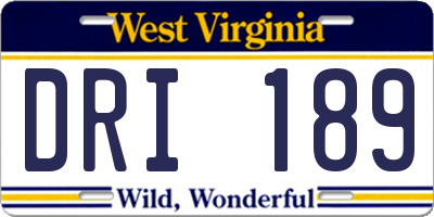 WV license plate DRI189