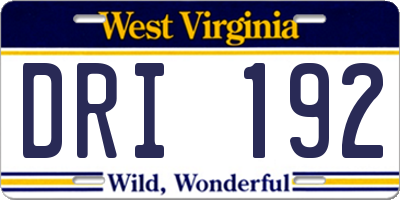 WV license plate DRI192