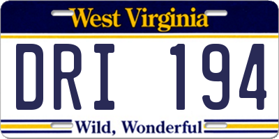 WV license plate DRI194