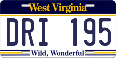 WV license plate DRI195