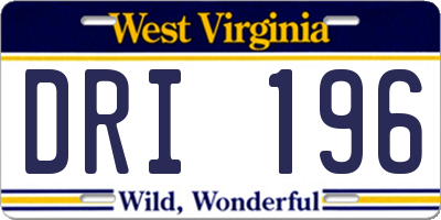 WV license plate DRI196