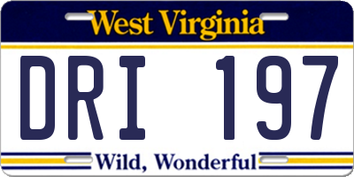 WV license plate DRI197