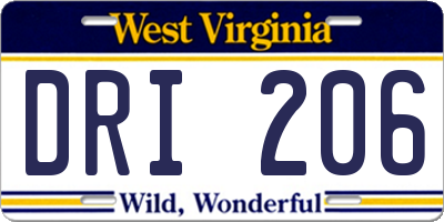 WV license plate DRI206
