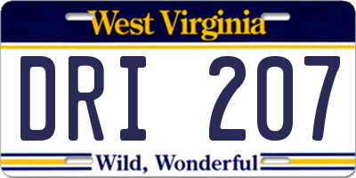 WV license plate DRI207