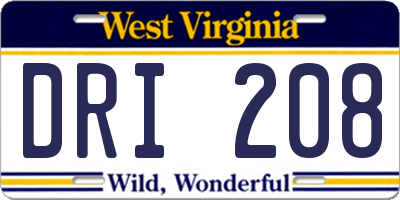 WV license plate DRI208