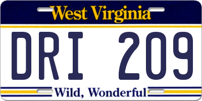 WV license plate DRI209