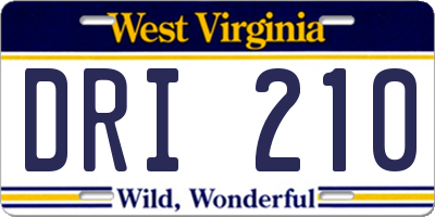 WV license plate DRI210