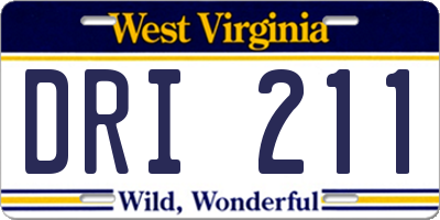 WV license plate DRI211